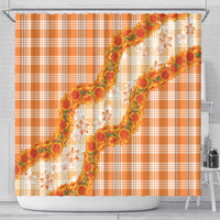 Orange Hawaii Palaka Shower Curtain Hawaiian Ilima Lei