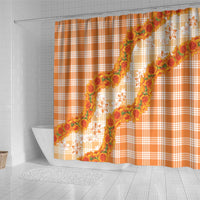 Orange Hawaii Palaka Shower Curtain Hawaiian Ilima Lei