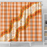 Orange Hawaii Palaka Shower Curtain Hawaiian Ilima Lei