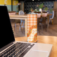 Orange Hawaii Palaka Skinny Tumbler Hawaiian Ilima Lei