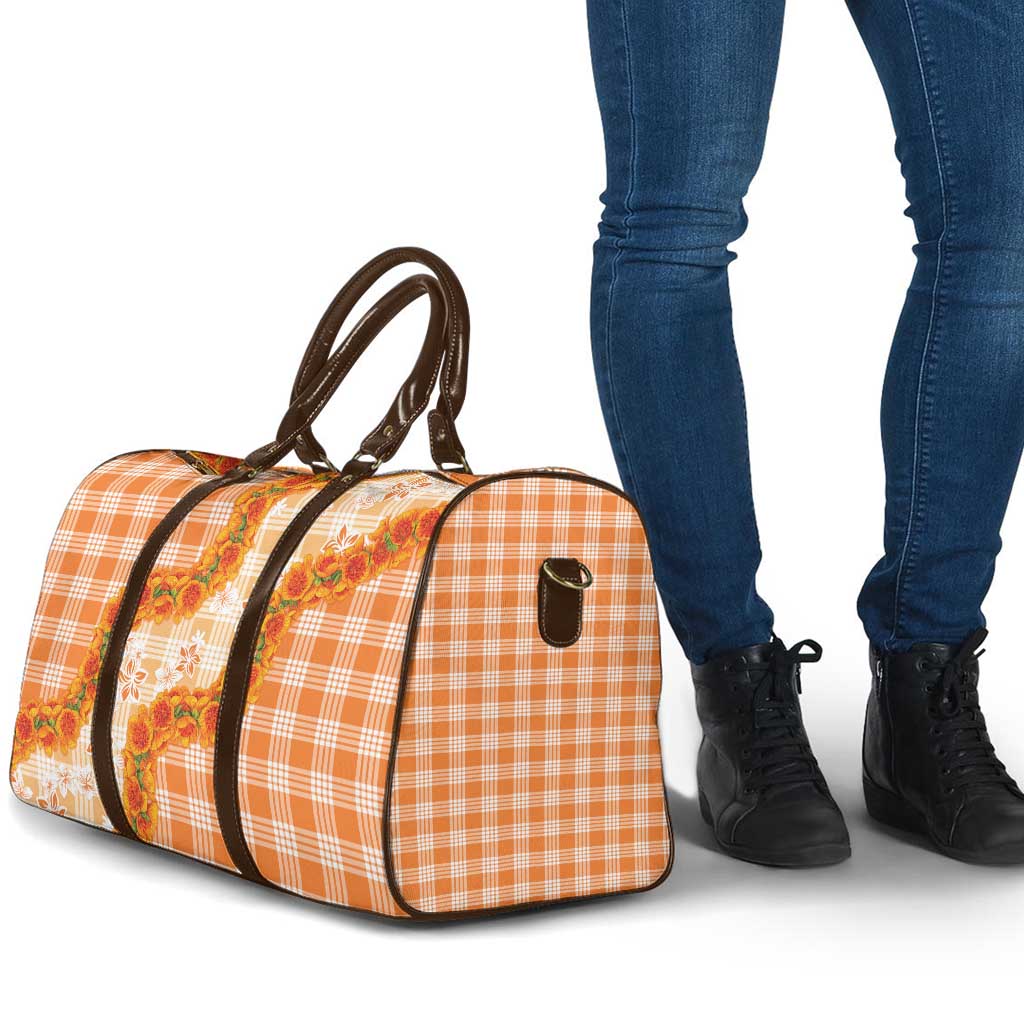 Orange Hawaii Palaka Travel Bag Hawaiian Ilima Lei LT05 - Polynesian Pride
