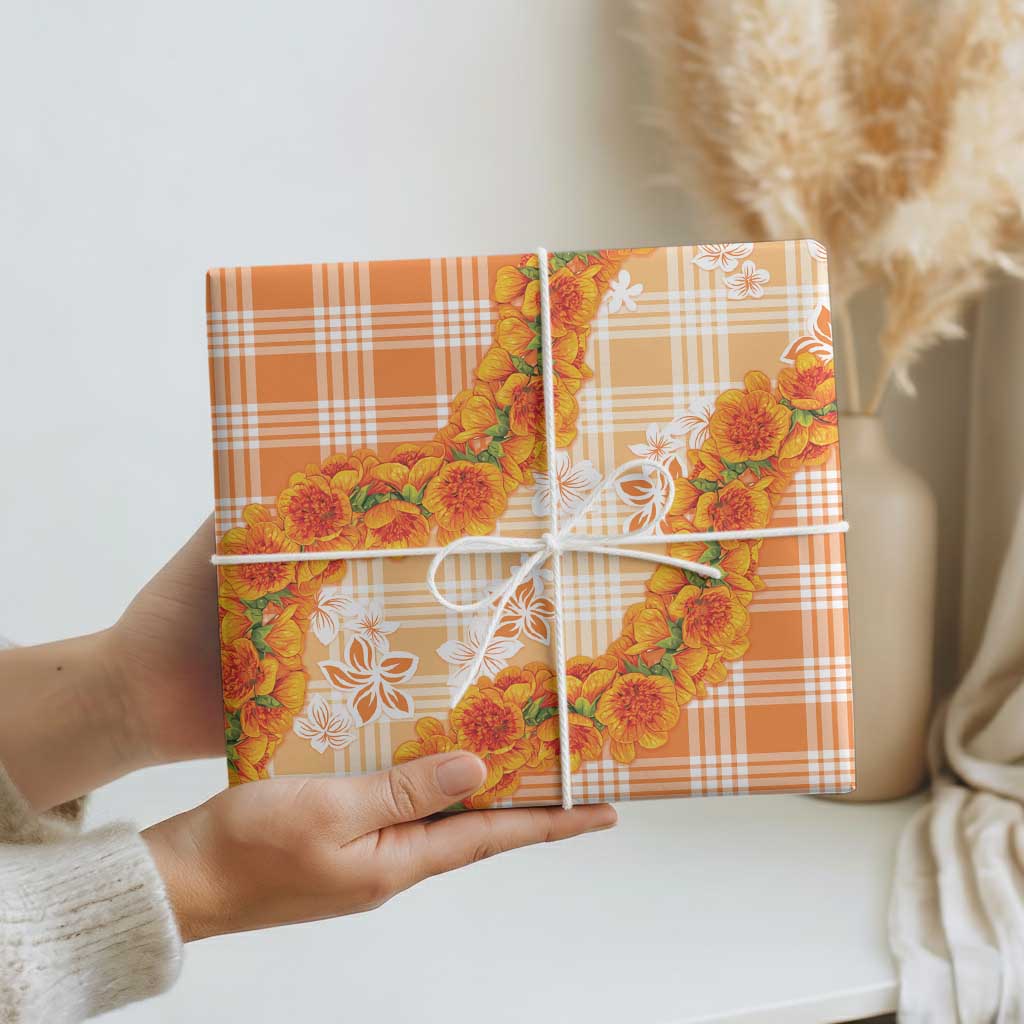 Orange Hawaii Palaka Wrapping Paper Hawaiian Ilima Lei LT05 - Polynesian Pride