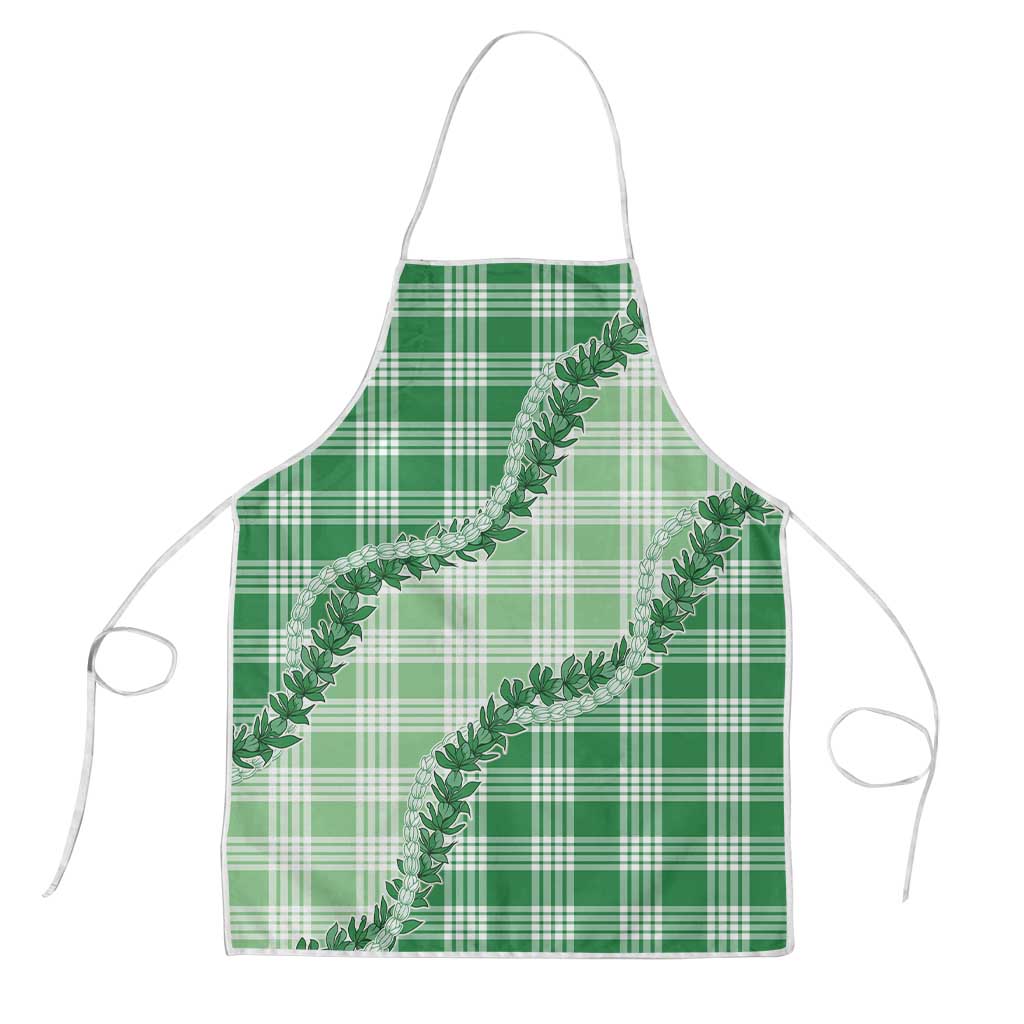 Green Hawaii Palaka Apron Hawaiian Pikake Lei