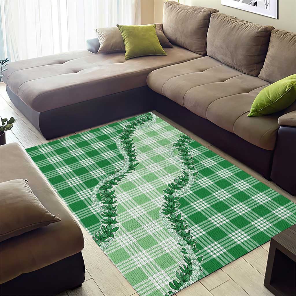 Green Hawaii Palaka Area Rug Hawaiian Pikake Lei