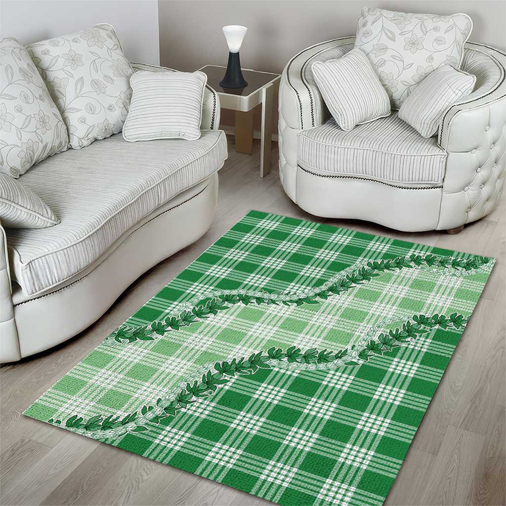 Green Hawaii Palaka Area Rug Hawaiian Pikake Lei