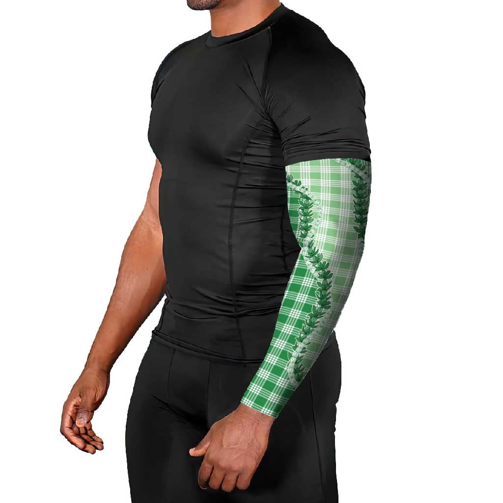 Green Hawaii Palaka Arm Sleeves Hawaiian Pikake Lei