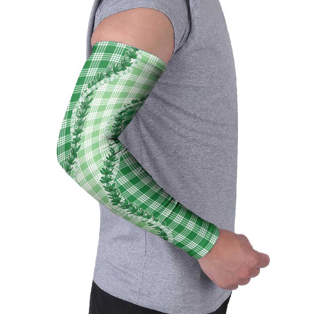 Green Hawaii Palaka Arm Sleeves Hawaiian Pikake Lei
