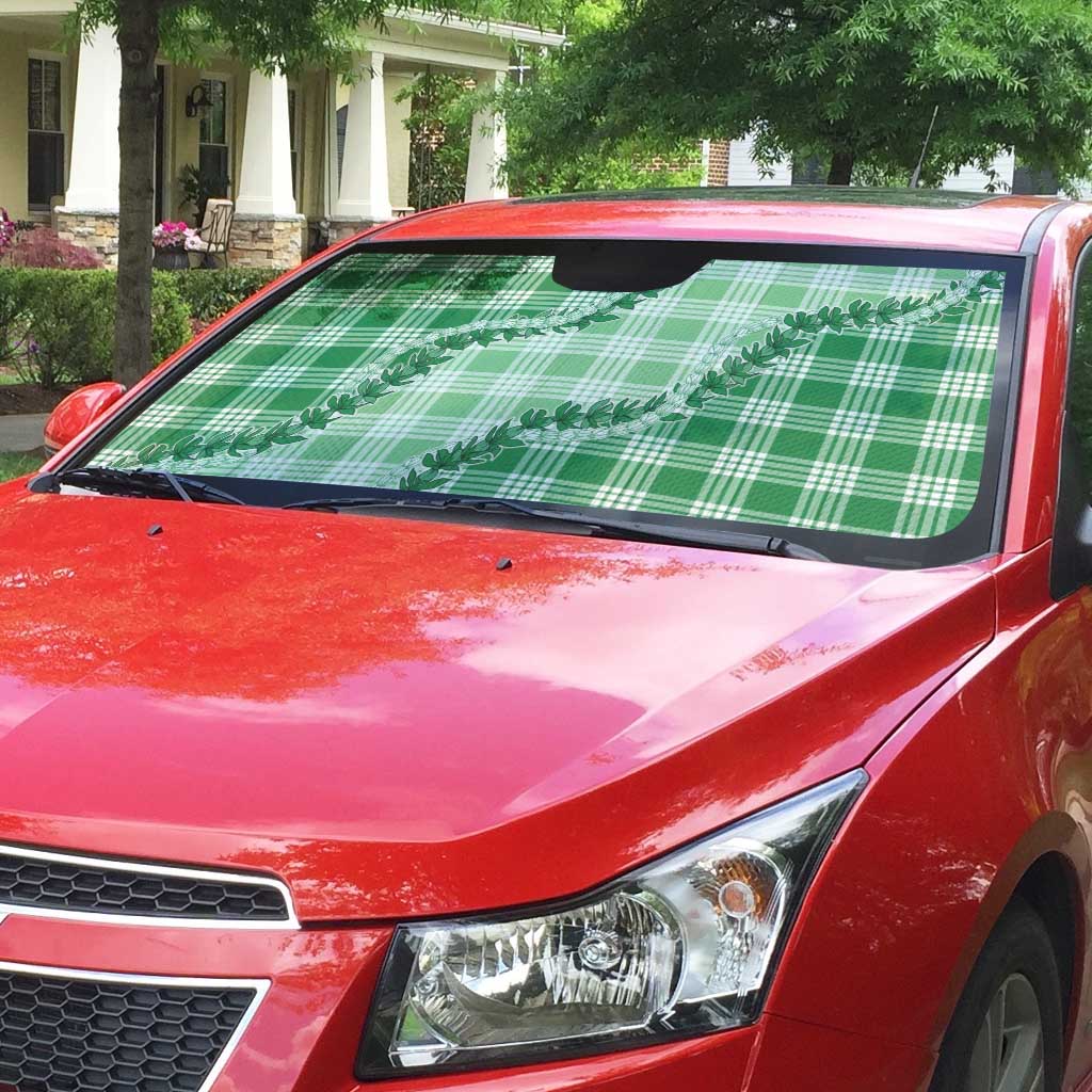 Green Hawaii Palaka Auto Sun Shade Hawaiian Pikake Lei