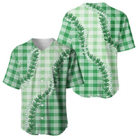 Green Hawaii Palaka Baseball Jersey Hawaiian Pikake Lei