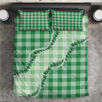 Green Hawaii Palaka Bedding Set Hawaiian Pikake Lei