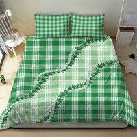 Green Hawaii Palaka Bedding Set Hawaiian Pikake Lei