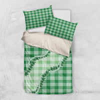 Green Hawaii Palaka Bedding Set Hawaiian Pikake Lei