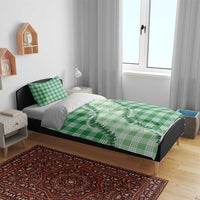 Green Hawaii Palaka Bedding Set Hawaiian Pikake Lei