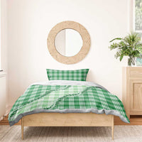 Green Hawaii Palaka Bedding Set Hawaiian Pikake Lei