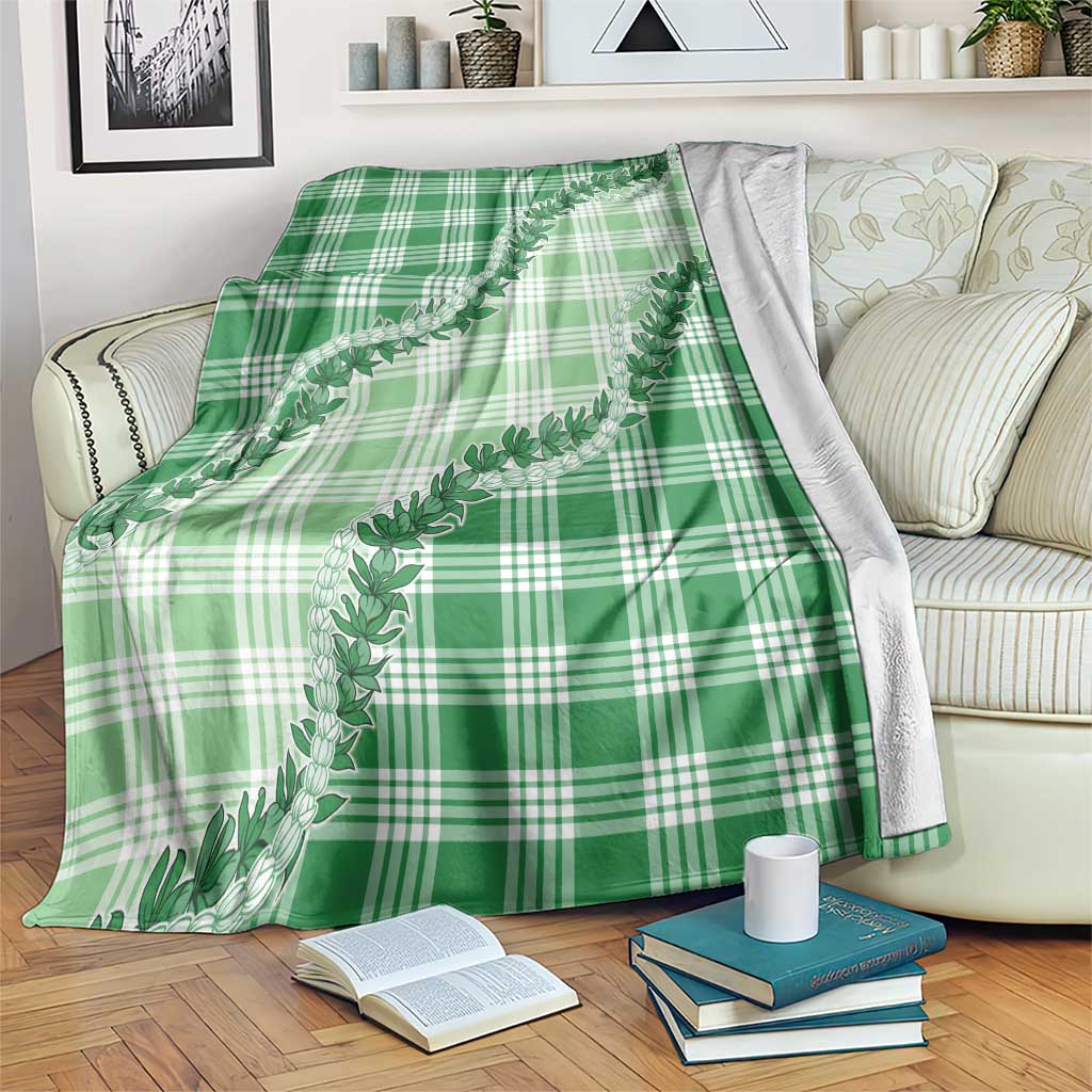 Green Hawaii Palaka Blanket Hawaiian Pikake Lei