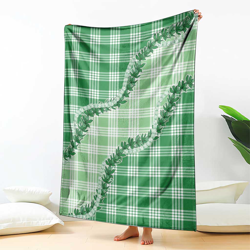 Green Hawaii Palaka Blanket Hawaiian Pikake Lei