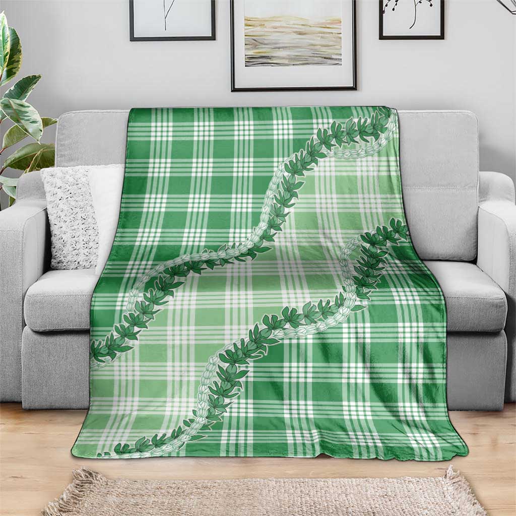 Green Hawaii Palaka Blanket Hawaiian Pikake Lei