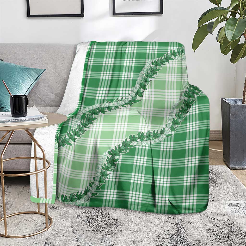 Green Hawaii Palaka Blanket Hawaiian Pikake Lei