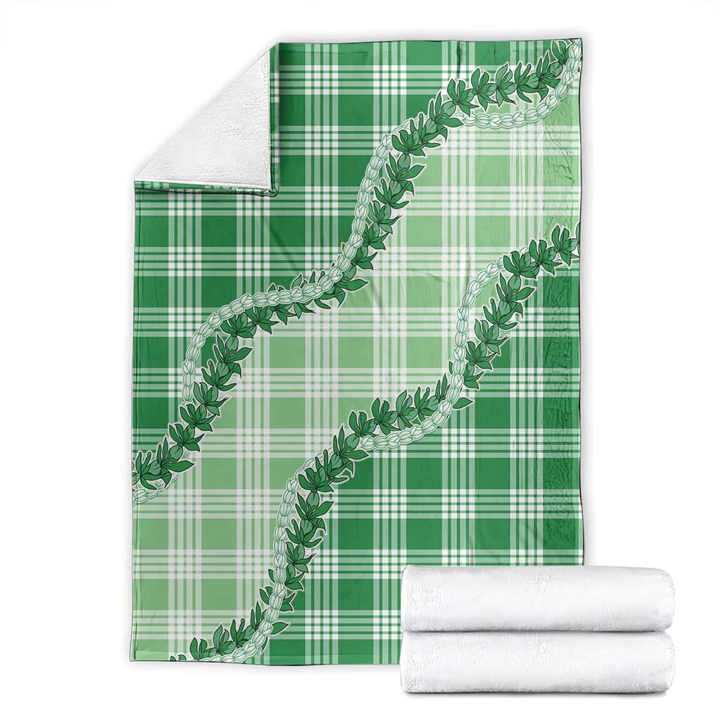Green Hawaii Palaka Blanket Hawaiian Pikake Lei
