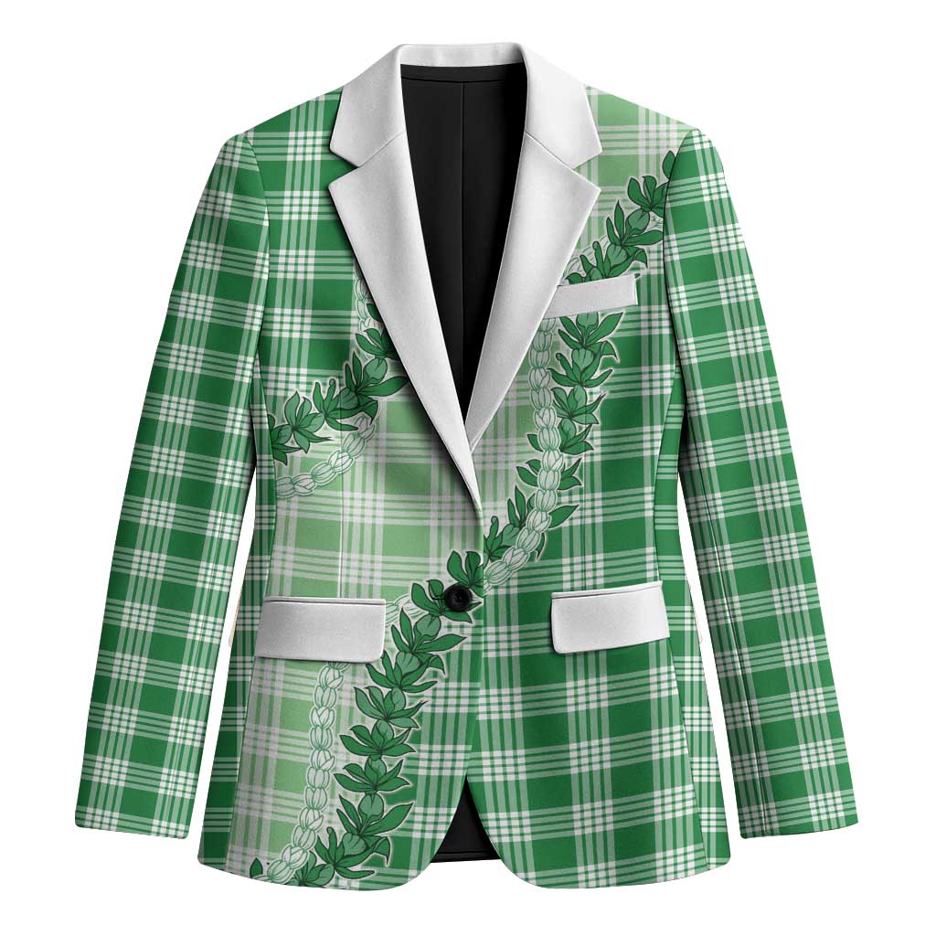 Green Hawaii Palaka Blazer Hawaiian Pikake Lei