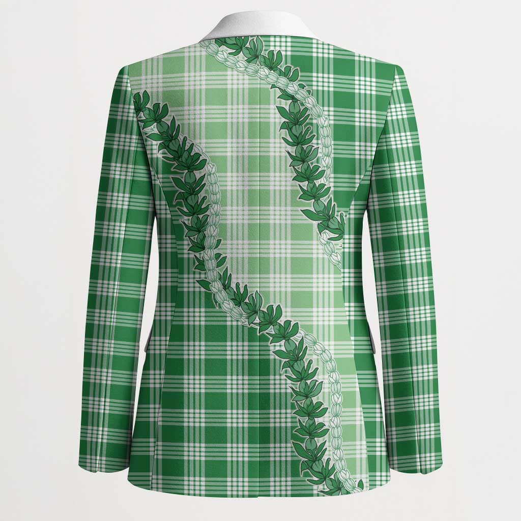 Green Hawaii Palaka Blazer Hawaiian Pikake Lei