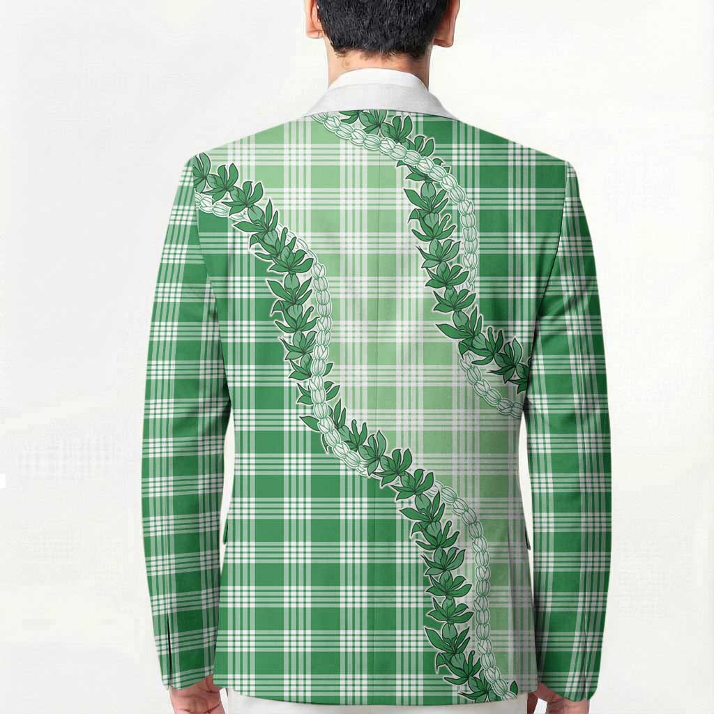 Green Hawaii Palaka Blazer Hawaiian Pikake Lei