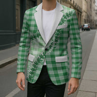 Green Hawaii Palaka Blazer Hawaiian Pikake Lei