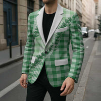Green Hawaii Palaka Blazer Hawaiian Pikake Lei