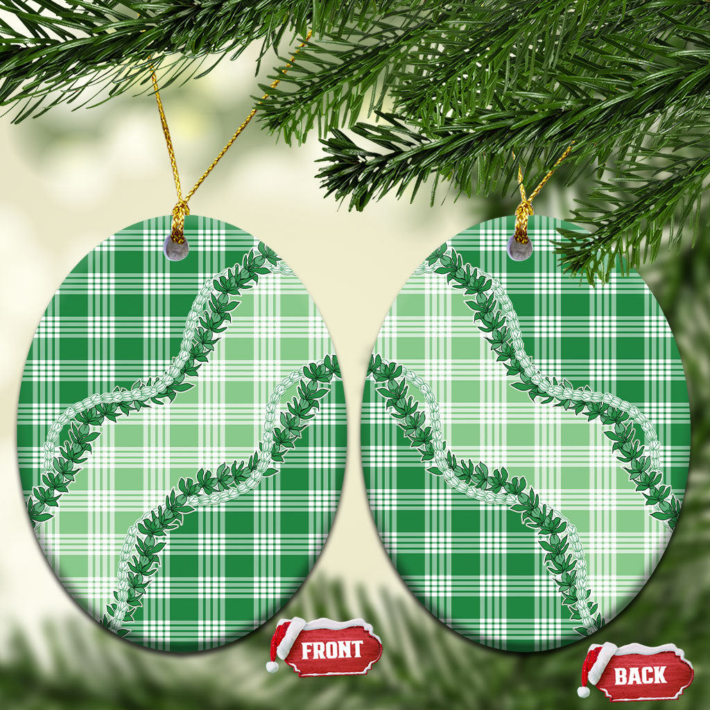 Green Hawaii Palaka Ceramic Ornament Hawaiian Pikake Lei