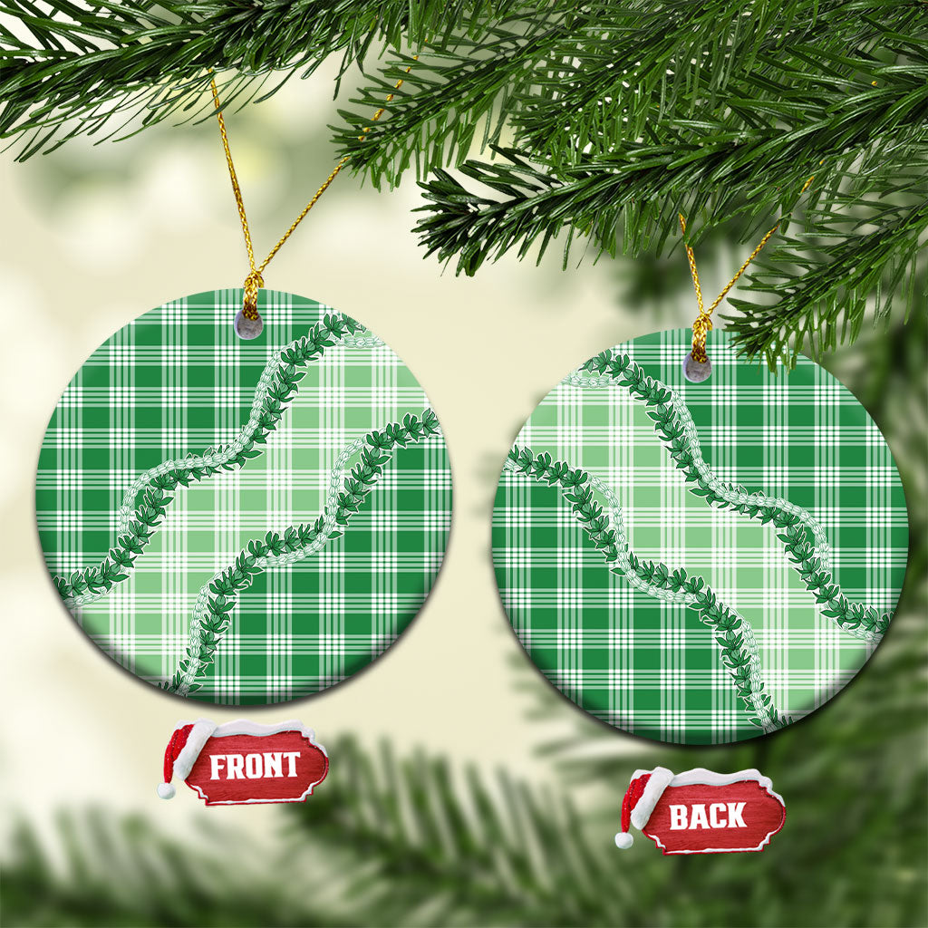 Green Hawaii Palaka Ceramic Ornament Hawaiian Pikake Lei