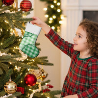 Green Hawaii Palaka Christmas Stocking Hawaiian Pikake Lei