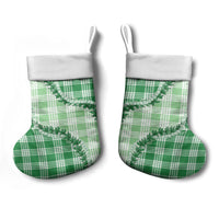 Green Hawaii Palaka Christmas Stocking Hawaiian Pikake Lei