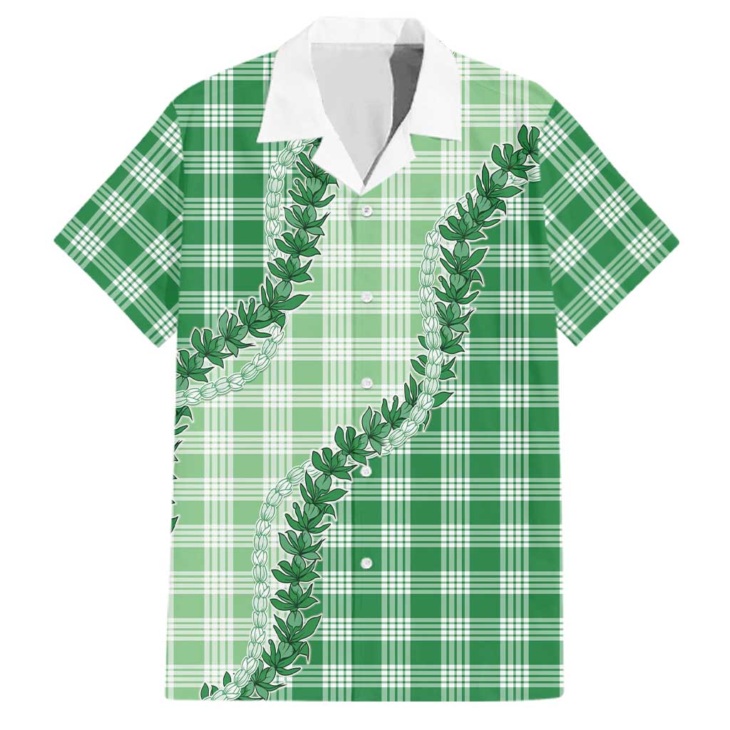 Green Hawaii Palaka Family Matching Short Sleeve Bodycon Dress and Hawaiian Shirt Hawaiian Pikake Lei LT05 Dad's Shirt - Short Sleeve Green - Polynesian Pride