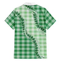 Green Hawaii Palaka Family Matching Short Sleeve Bodycon Dress and Hawaiian Shirt Hawaiian Pikake Lei LT05 - Polynesian Pride
