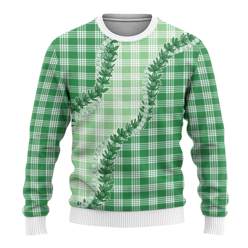 Green Hawaii Palaka Ugly Christmas Sweater Hawaiian Pikake Lei LT05 - Polynesian Pride