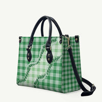 Green Hawaii Palaka Leather Bag Hawaiian Pikake Lei