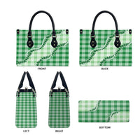 Green Hawaii Palaka Leather Bag Hawaiian Pikake Lei
