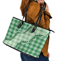 Green Hawaii Palaka Leather Tote Bag Hawaiian Pikake Lei