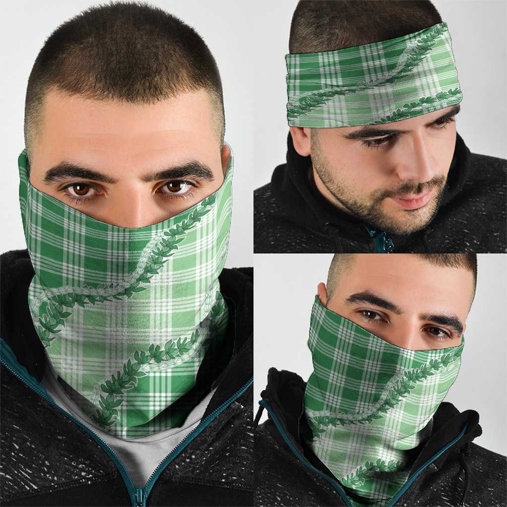 Green Hawaii Palaka Neck Gaiter Hawaiian Pikake Lei