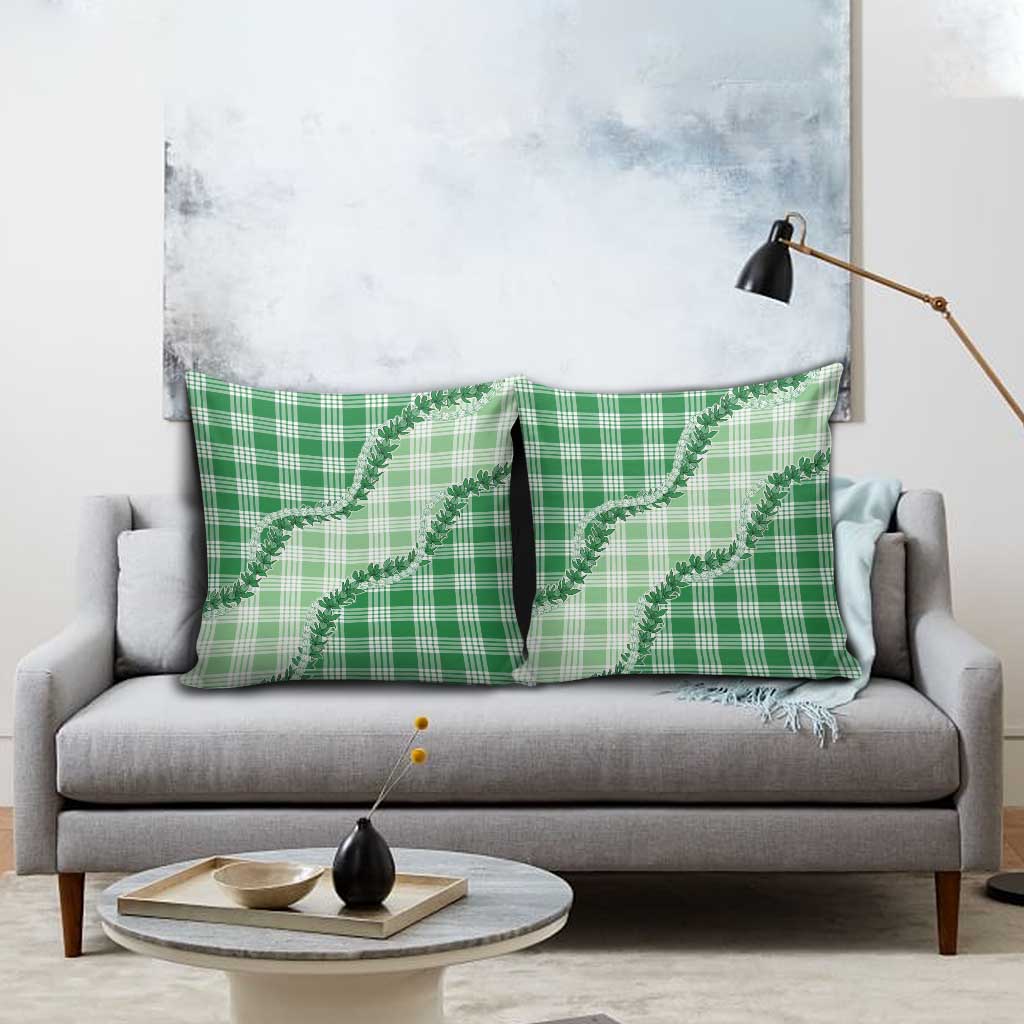 Green Hawaii Palaka Pillow Cover Hawaiian Pikake Lei LT05 - Polynesian Pride