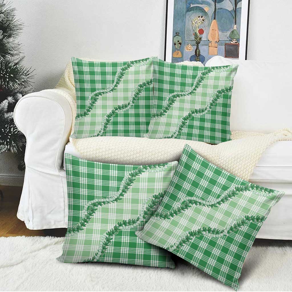 Green Hawaii Palaka Pillow Cover Hawaiian Pikake Lei LT05 - Polynesian Pride