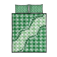 Green Hawaii Palaka Quilt Bed Set Hawaiian Pikake Lei