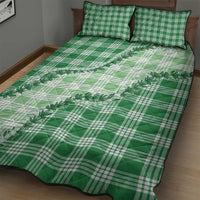 Green Hawaii Palaka Quilt Bed Set Hawaiian Pikake Lei