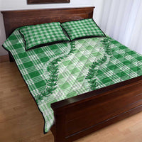 Green Hawaii Palaka Quilt Bed Set Hawaiian Pikake Lei