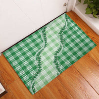 Green Hawaii Palaka Rubber Doormat Hawaiian Pikake Lei