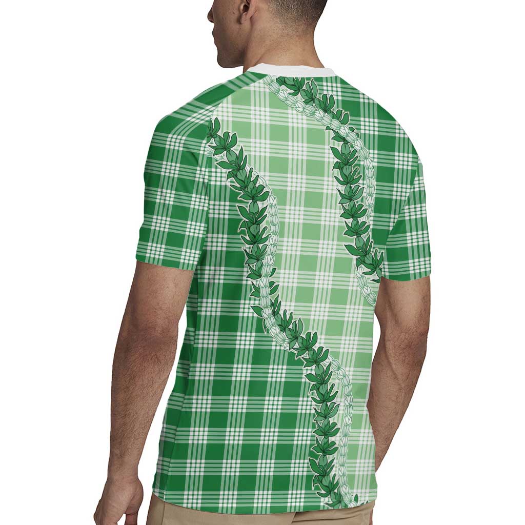 Green Hawaii Palaka Rugby Jersey Hawaiian Pikake Lei LT05 - Polynesian Pride