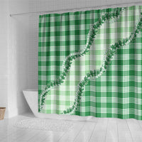 Green Hawaii Palaka Shower Curtain Hawaiian Pikake Lei