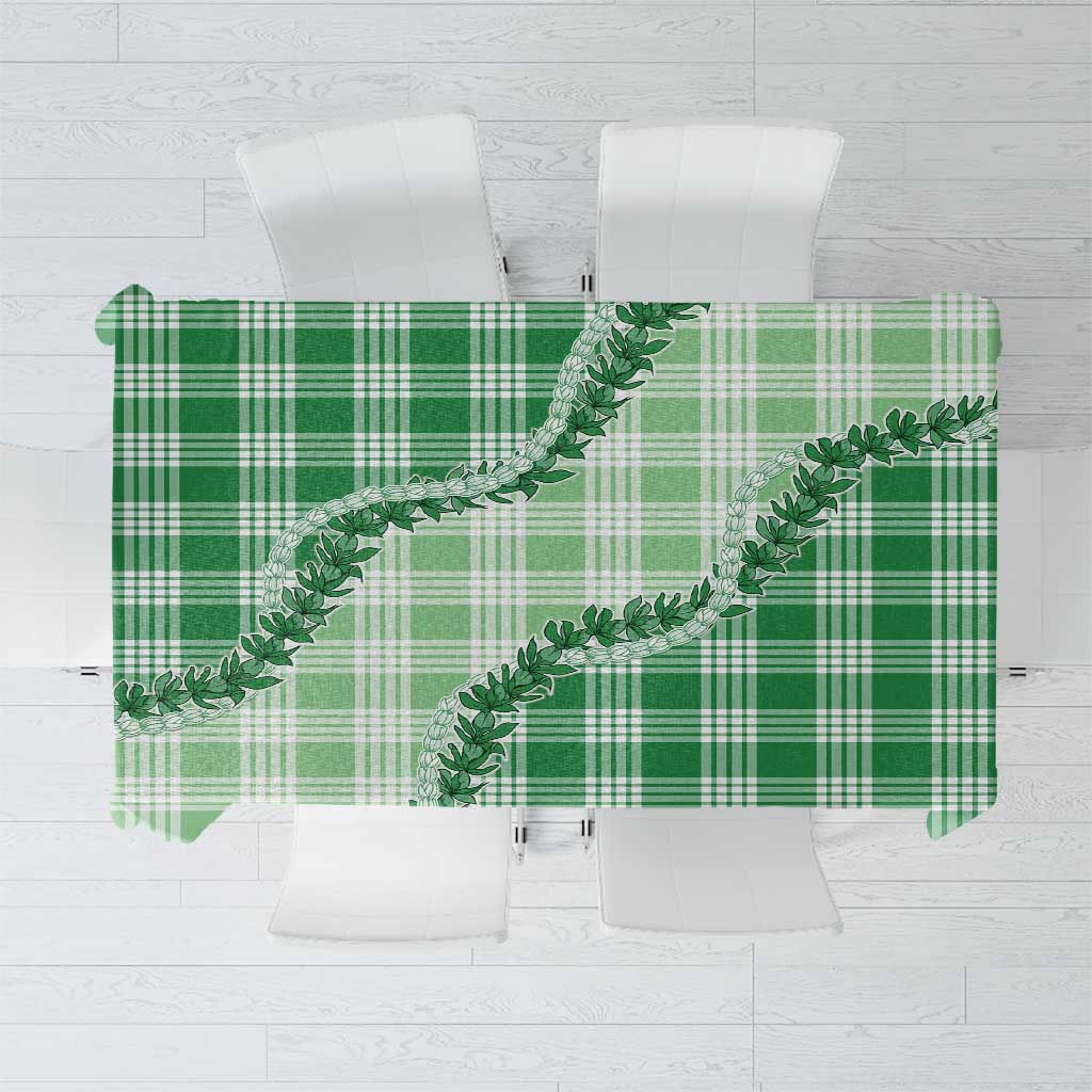 Green Hawaii Palaka Tablecloth Hawaiian Pikake Lei
