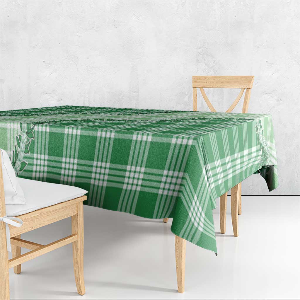 Green Hawaii Palaka Tablecloth Hawaiian Pikake Lei