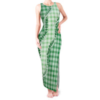 Green Hawaii Palaka Tank Maxi Dress Hawaiian Pikake Lei